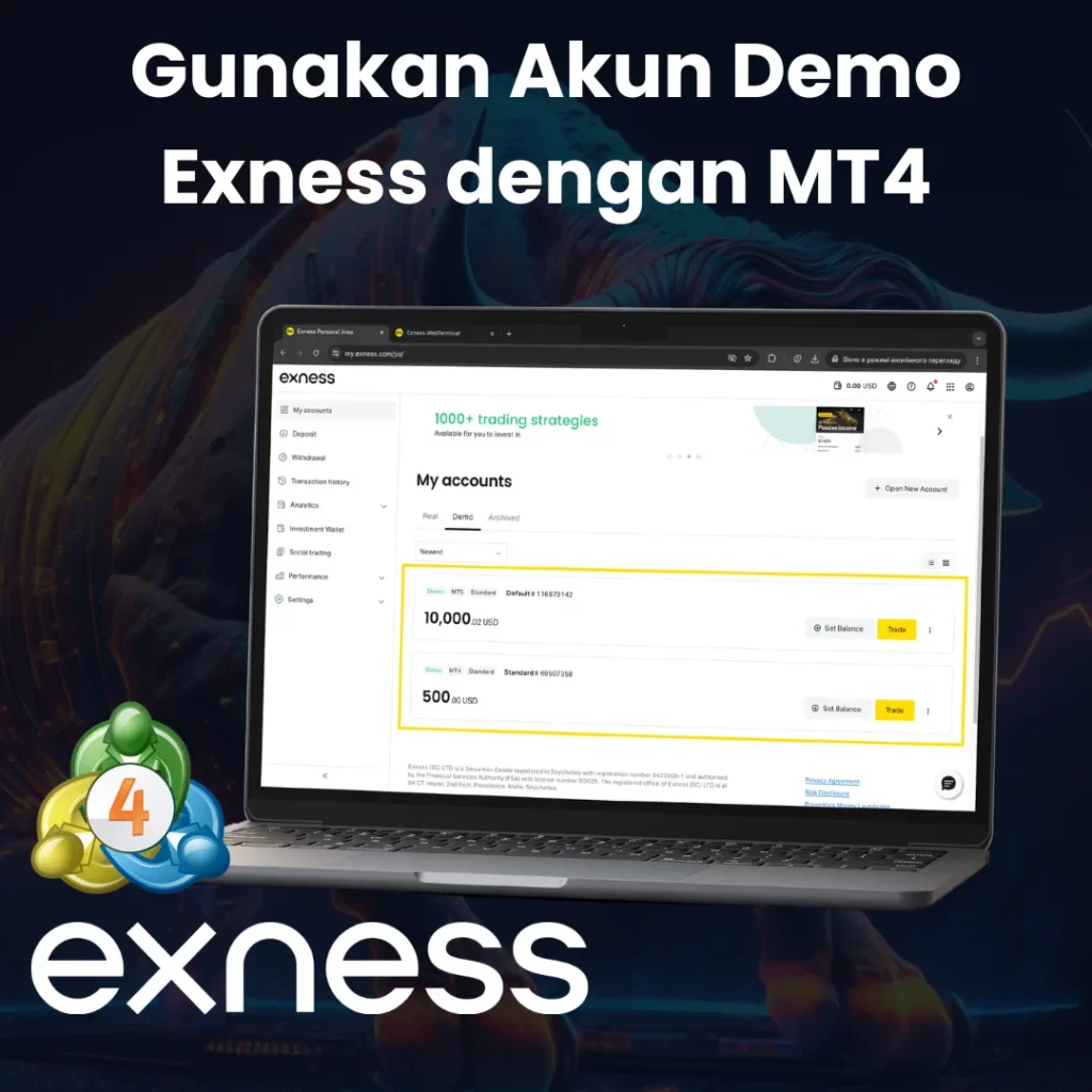 Akun Demo Exness MT4 dengan Uang Virtual