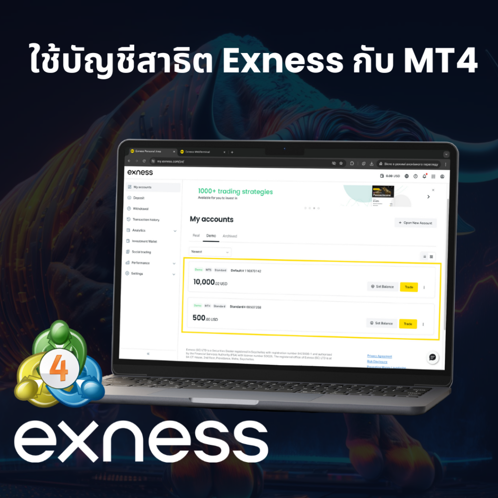 บัญชีทดลอง Exness MT4 พร้อมเงินเสมือนจริง