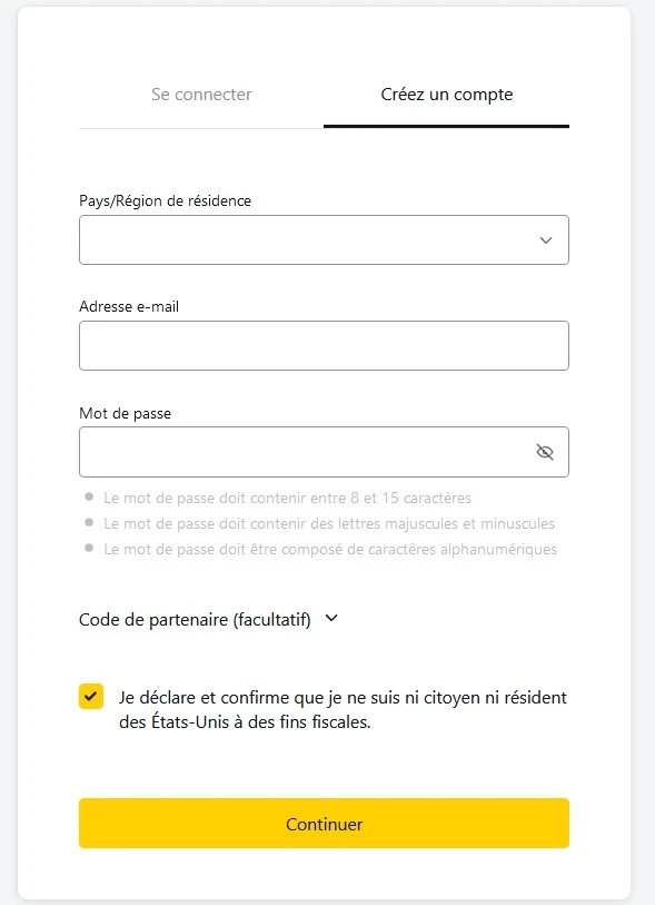 Créer un compte Exness